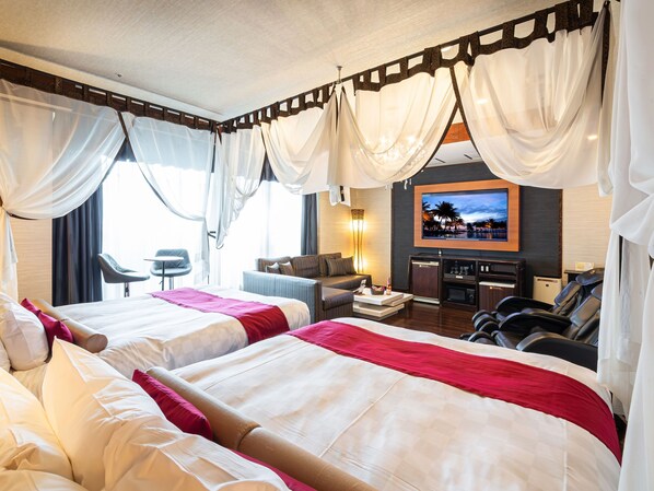 Habitación cuádruple Royal, para fumadores (Garden type) | Decoración personalizada, muebles diferentes y insonorización 