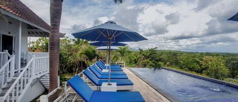 Outdoor pool, pool loungers