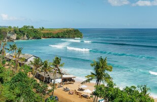 On the beach, white sand