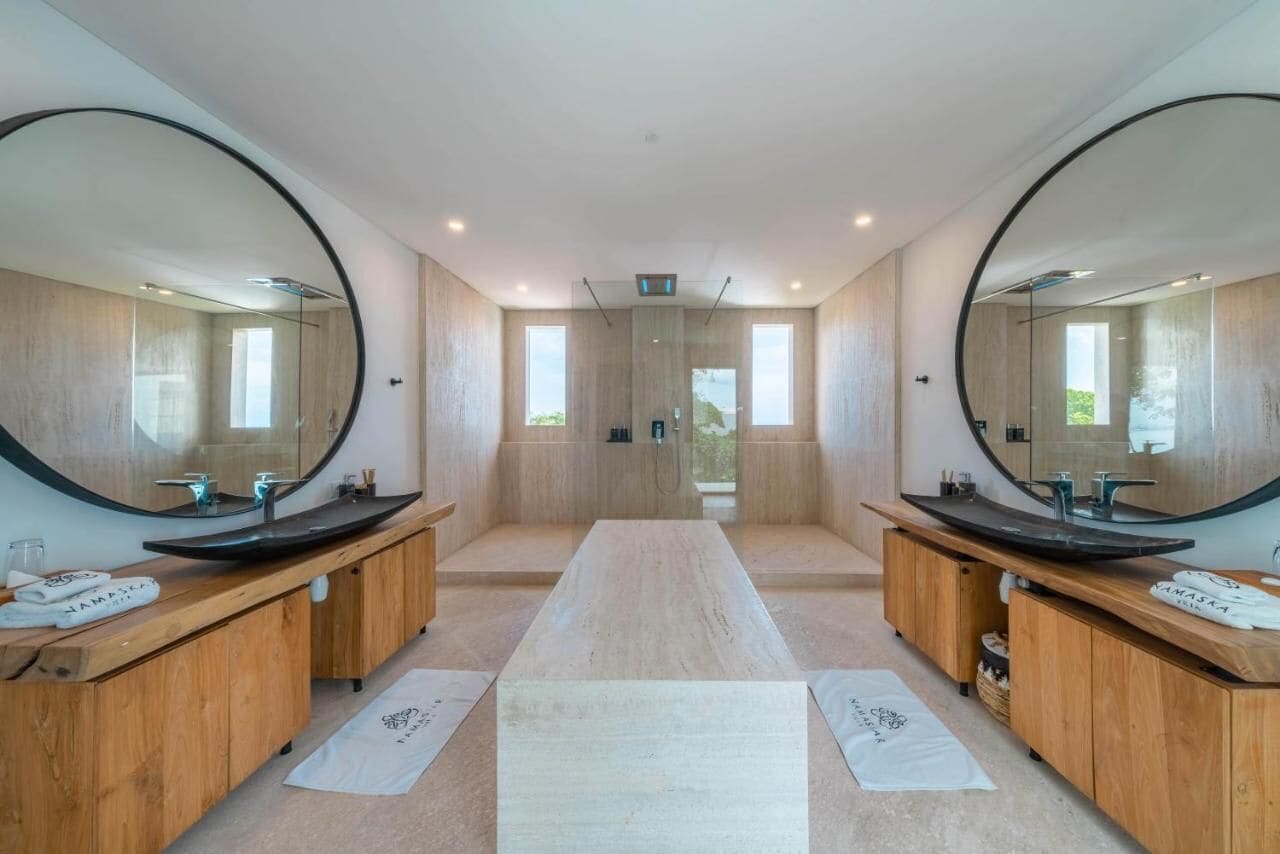 namaskar villa - five-bedroom villa with private pool and sea view | bathroom | free toiletries, hair dryer, towels