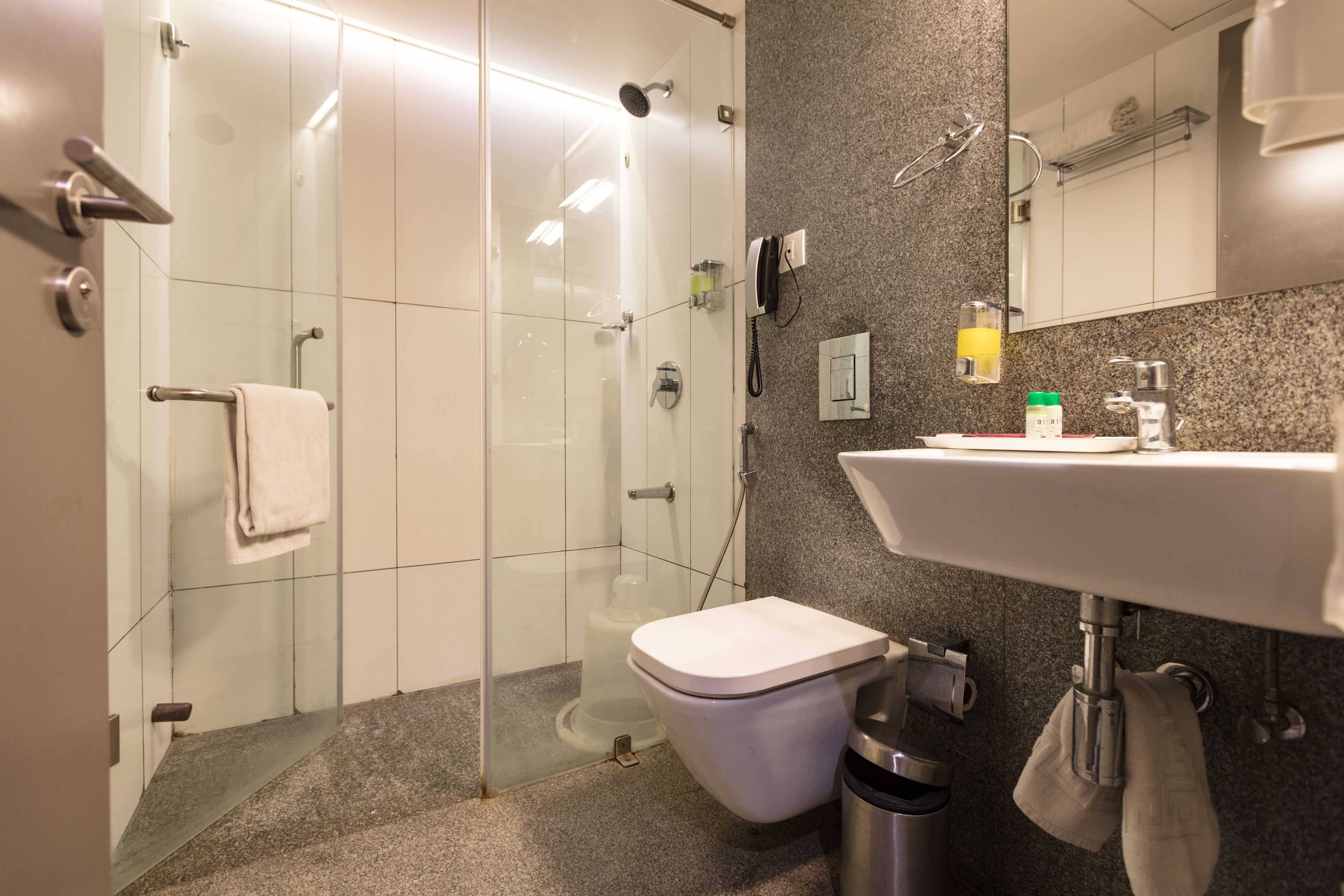 free toiletries, hair dryer, bathrobes, slippers