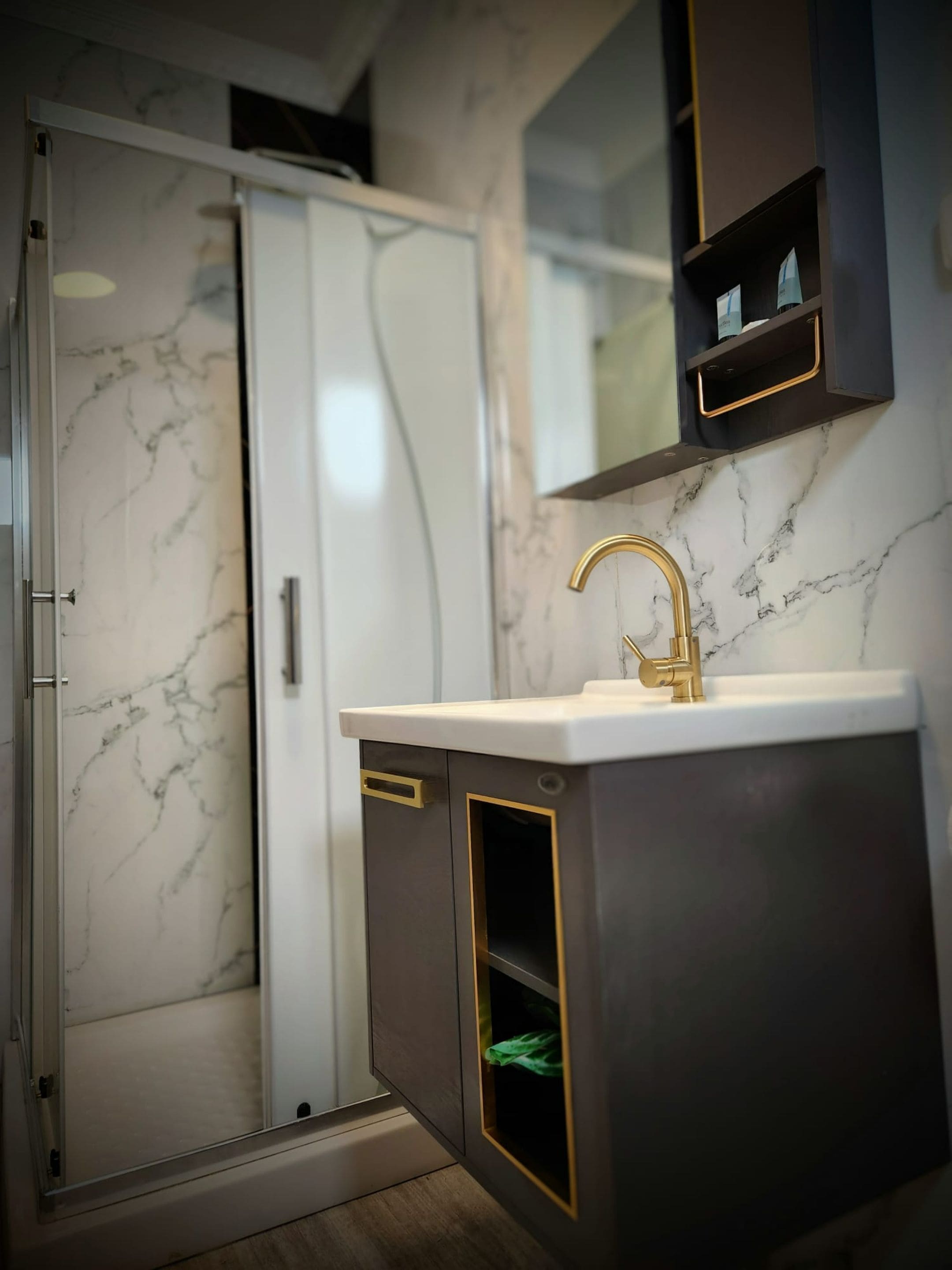 rooftop suite with private hot tub | bathroom | shower, free toiletries, hair dryer, bathrobes