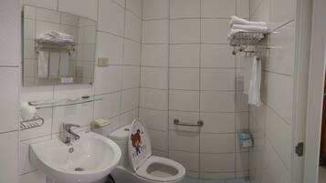 Basic Quadruple Room, 1 Bedroom, Accessible | Bathroom | Shower, free toiletries, hair dryer, slippers