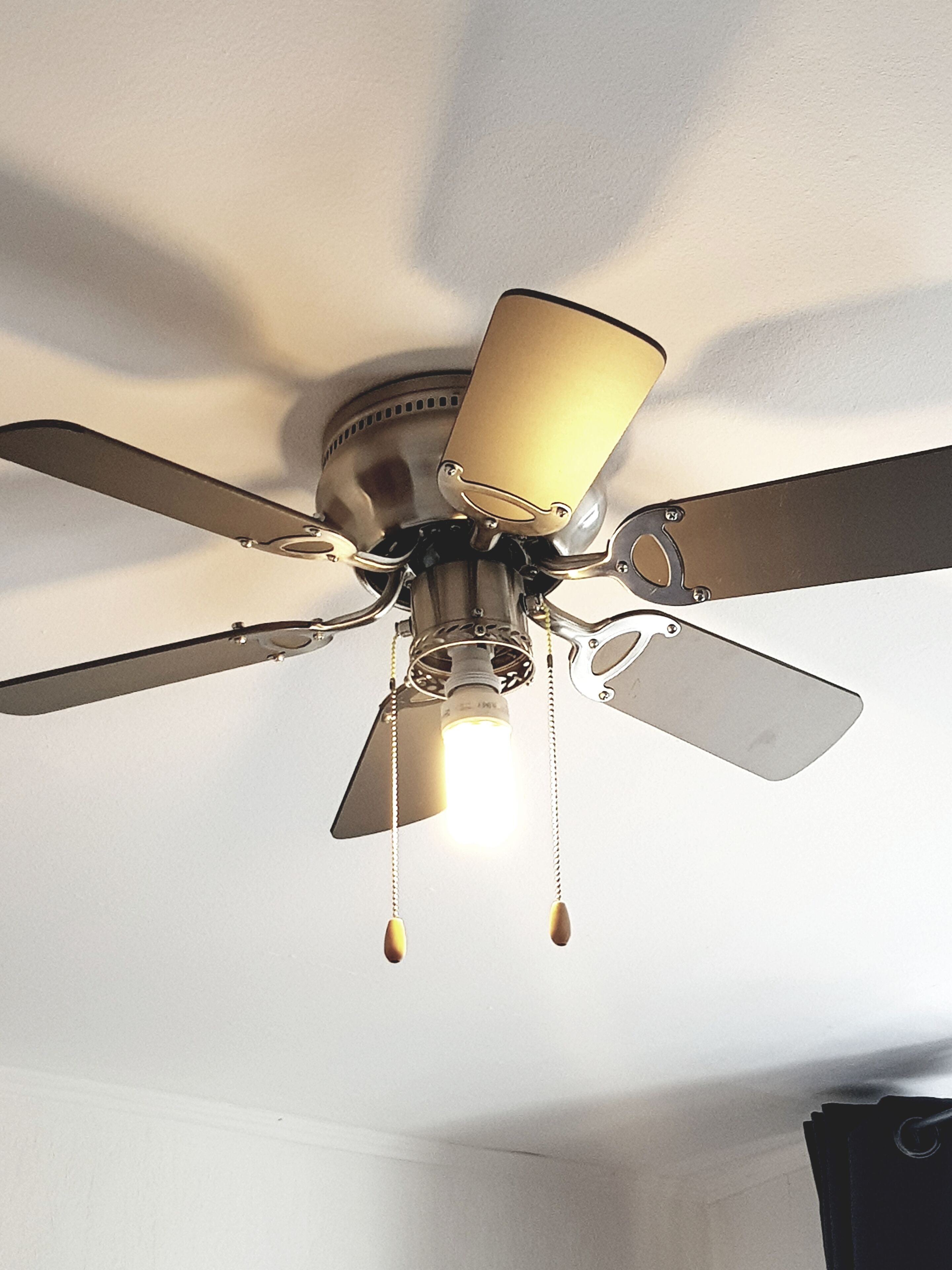 A ceiling fan with a light fixture.
