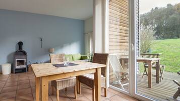 Luxury House, 1 Bedroom, Garden View | Living area | Flat-screen TV, fireplace