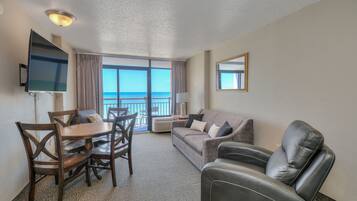 Condo, 1 Bedroom, Oceanfront (744) | Living area | TV, DVD player