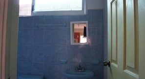 Double Room, 2 Double Beds | Bathroom | Shower, hair dryer, towels