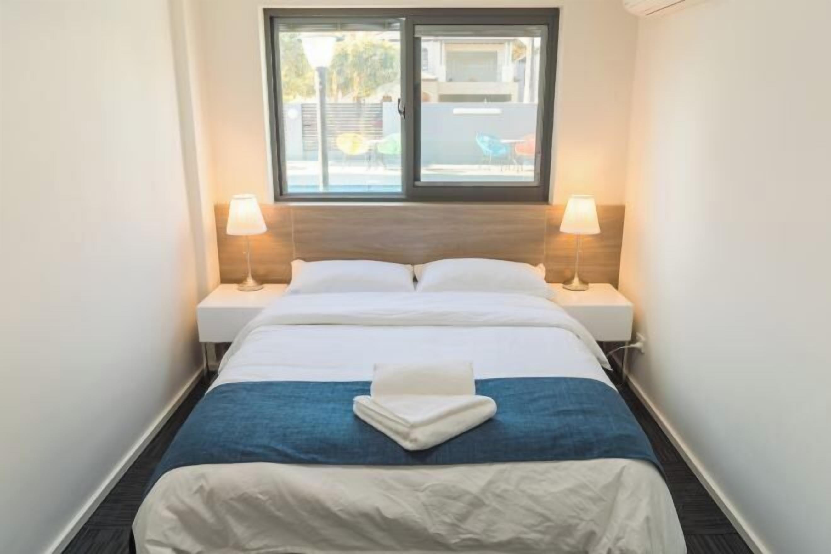 Premium bedding, desk, soundproofing, iron/ironing board