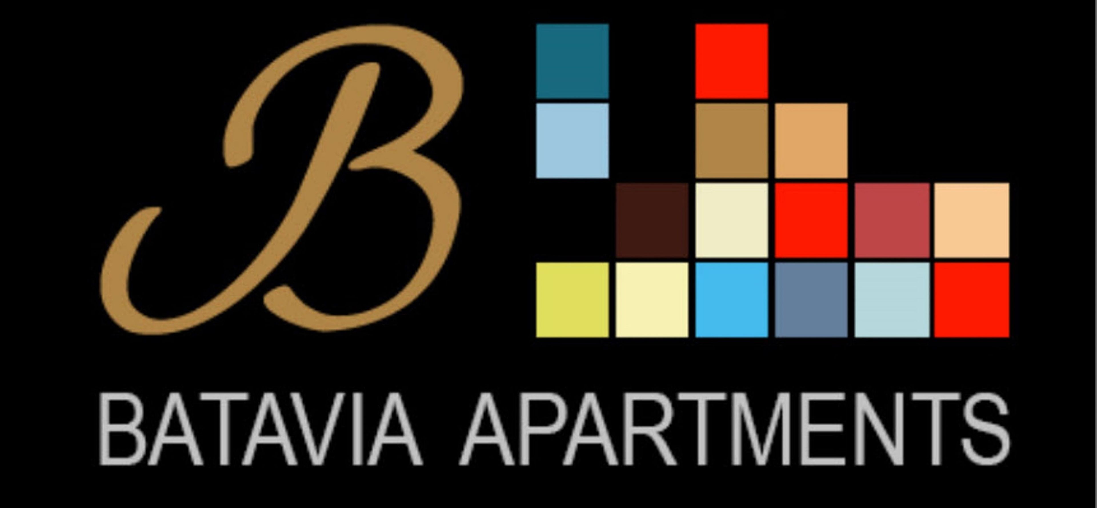 A logo with a large 'B' and the text 'Batavia Apartments'.
