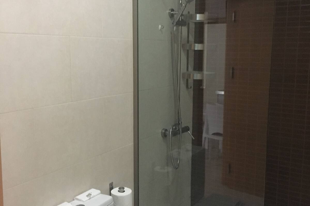 shower, free toiletries, hair dryer, slippers