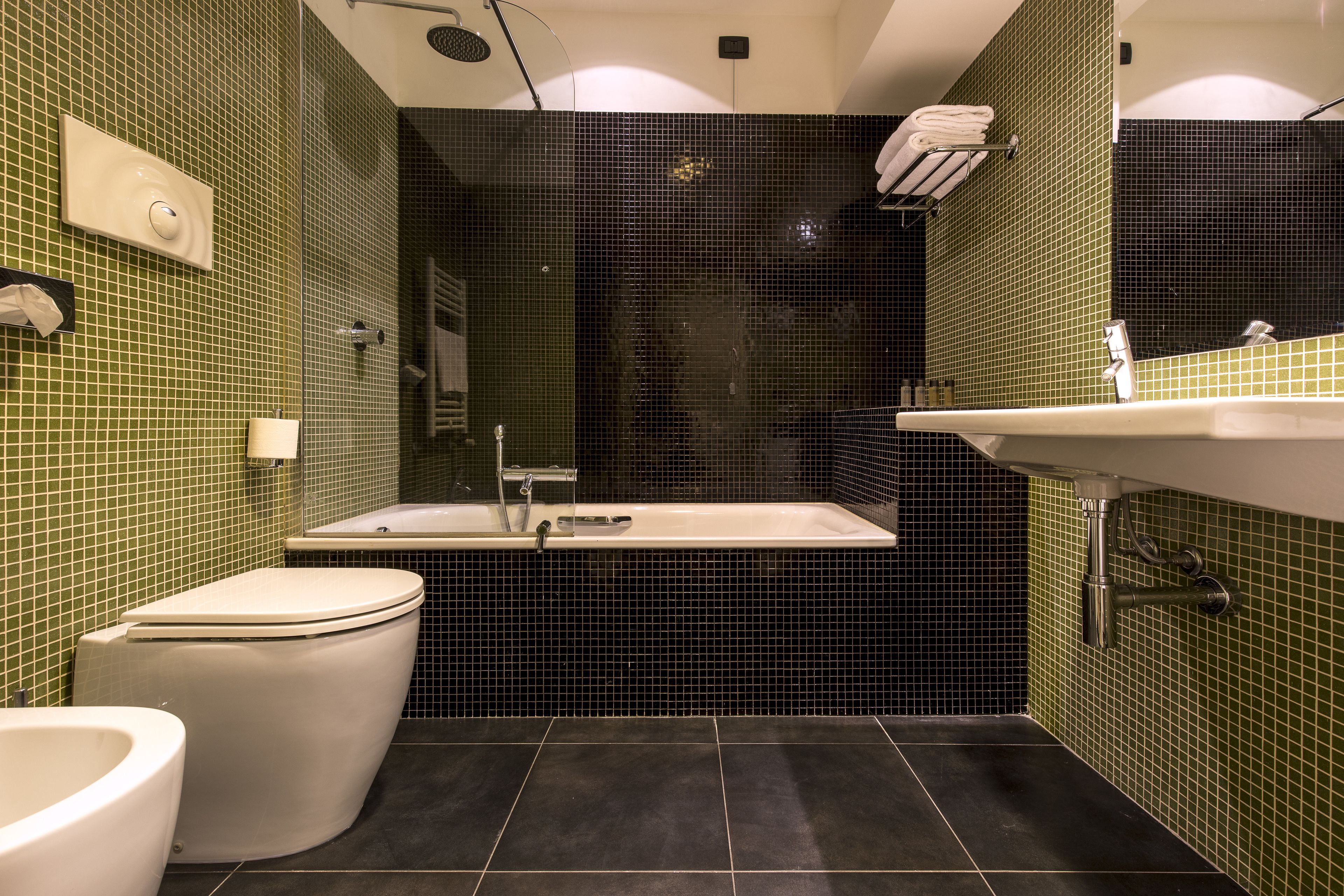 rainfall showerhead, free toiletries, hair dryer, bidet