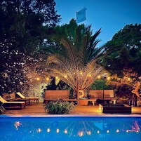 Outdoor pool, pool loungers