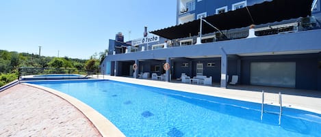 Outdoor pool, pool loungers