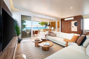 Familiehus, havutsikt | Oppholdsområde | En 49-tommers Flatskjerm-TV med kabel-kanaler samt TV