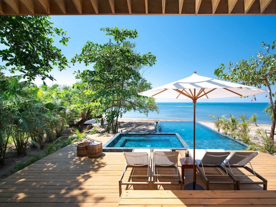 Outdoor pool, sun loungers