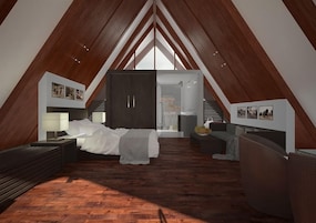 Superior Chalet, Lake View | Premium bedding, minibar, in-room safe, blackout drapes