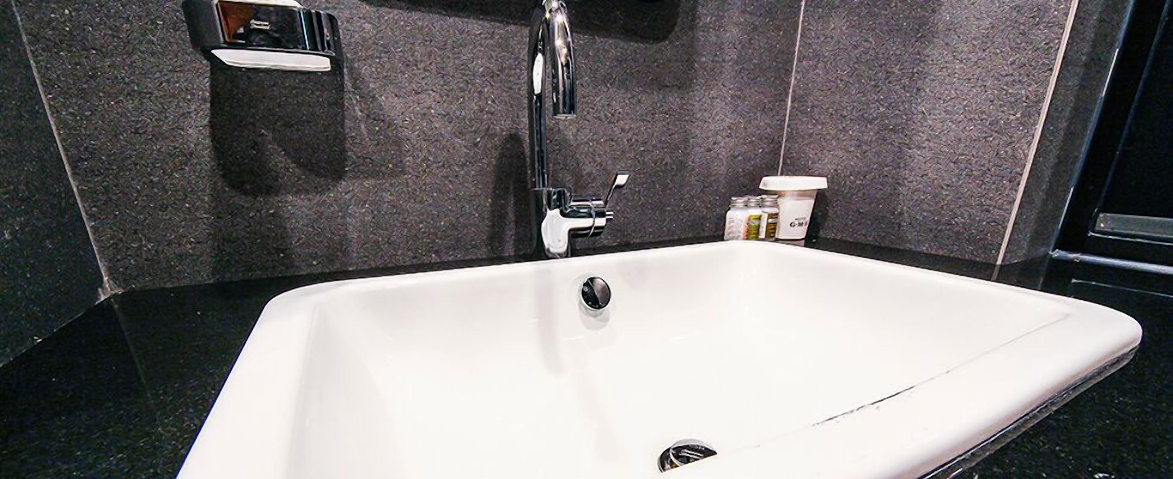 deluxe twin room (for 3 people mixed gender stay, family only allowed) | bathroom sink