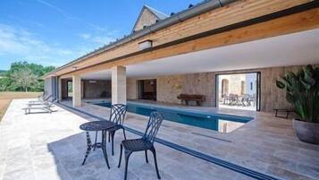 Indoor pool, pool umbrellas