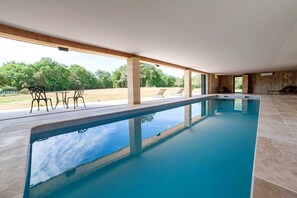 Indoor pool, pool umbrellas