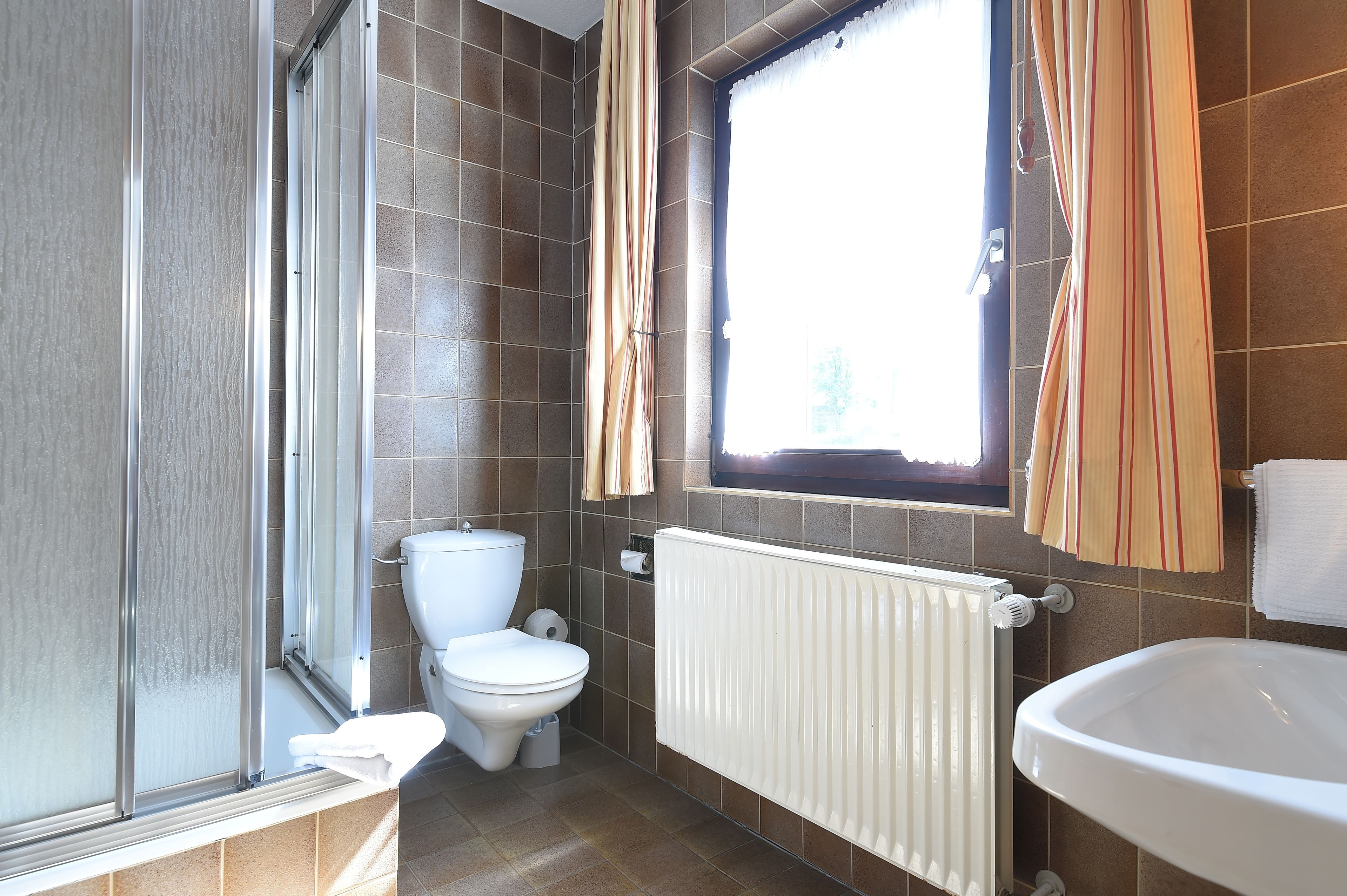 economy double room | bathroom | shower, free toiletries, hair dryer, towels