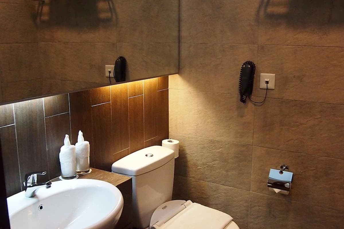 shower, free toiletries, towels