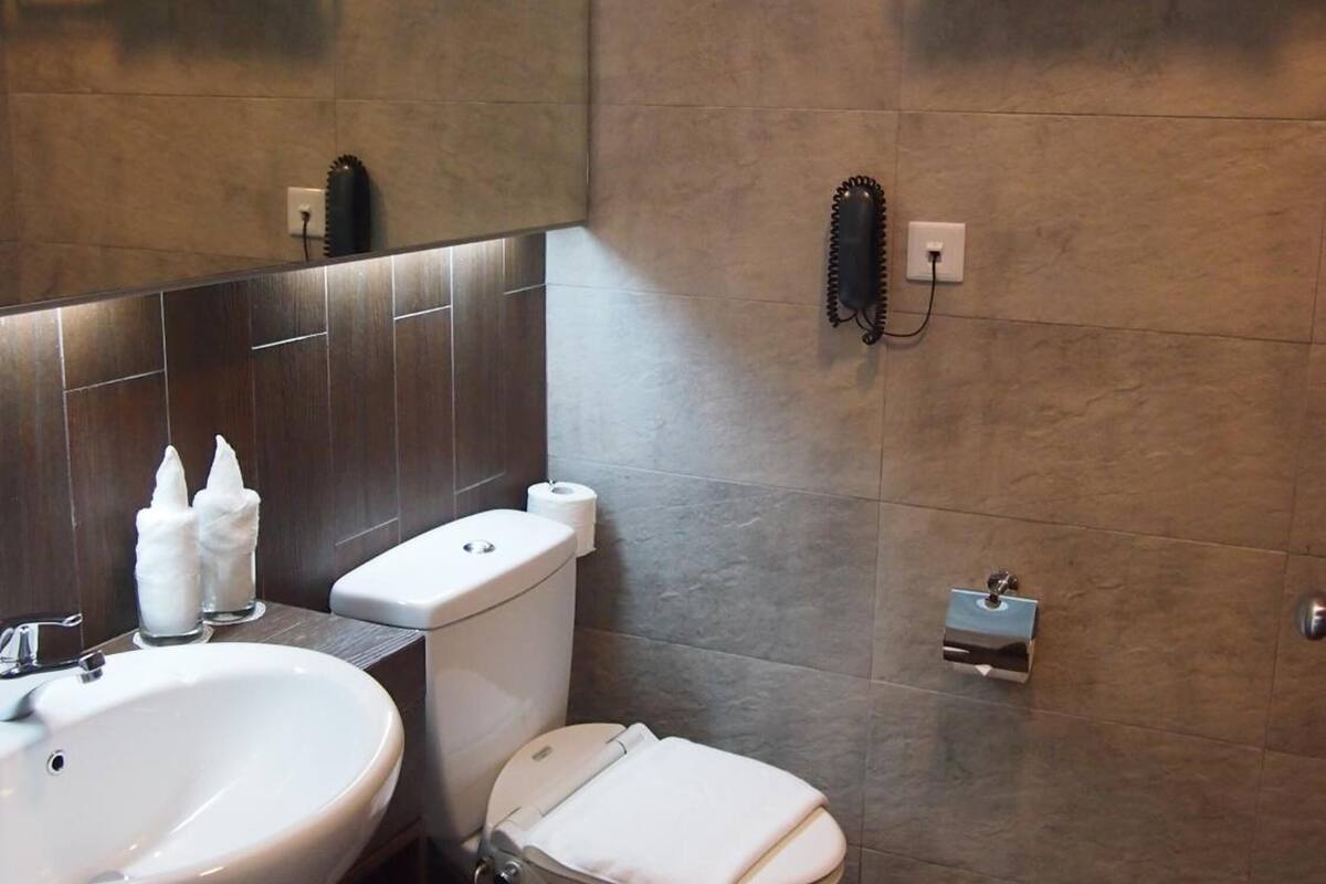 shower, free toiletries, towels