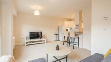 Luxury Apartment, 1 Bedroom, Accessible (Skyline House) | Living area | Flat-screen TV