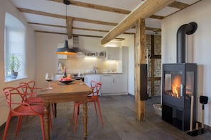 Panoramic Apartment, 1 Bedroom, Balcony | In-room dining