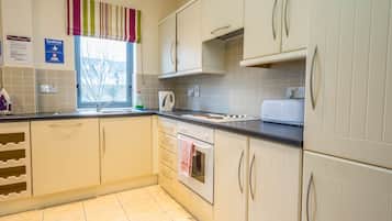 Deluxe Apartment | Private kitchen | Full-size fridge, microwave, oven, stovetop
