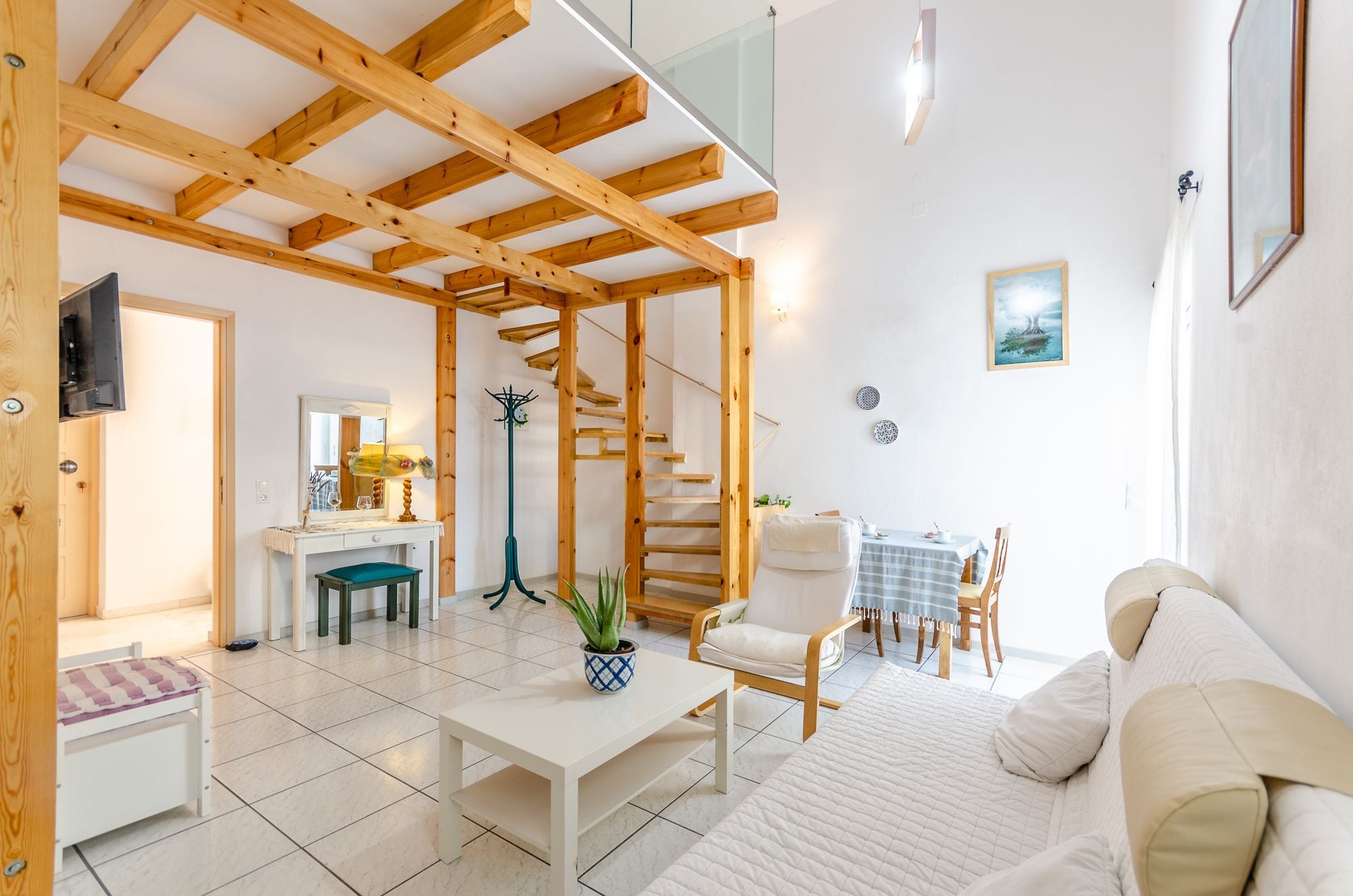 Duplex | Living room | 30-inch LCD TV with satellite channels, TV