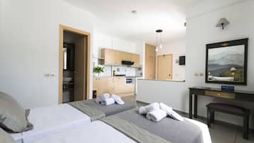 Studio, pemandangan gunung | Meja kerja, kedap suara, setrika/meja setrika, dan Wi-Fi gratis