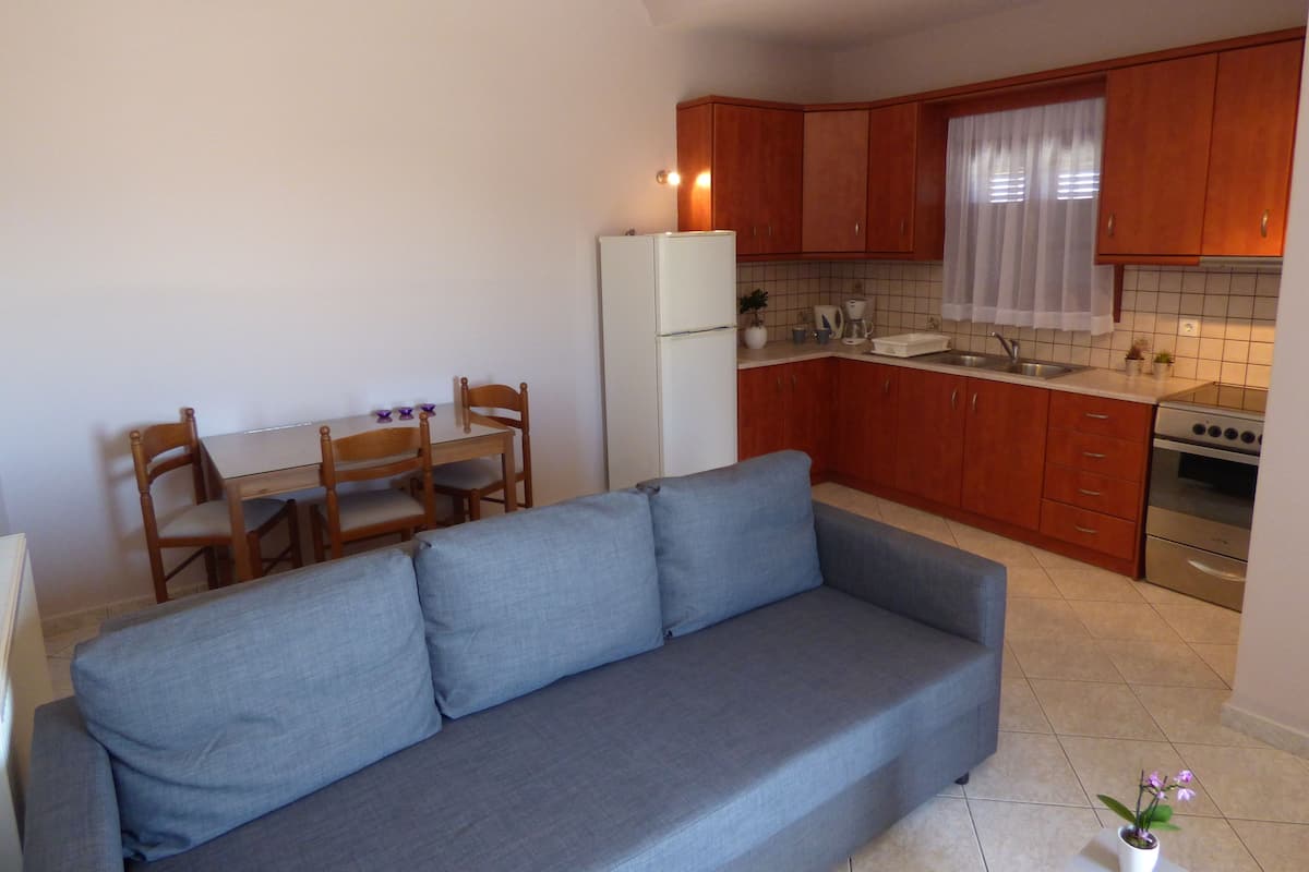 Departamento, 1 habitación (C4) | Área de sala de estar | Televisión de pantalla plana de 32 pulgadas con canales digitales