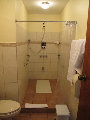 Deluxe Studio Suite, 1 Bedroom, Mountain View | Bathroom | Shower, hair dryer, towels - Las Cumbres Inn (San Rafael)
