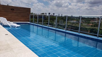 Outdoor pool, pool loungers