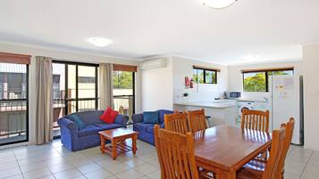 Flat-screen TV, DVD player