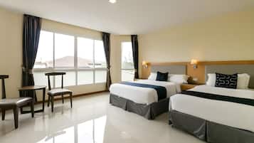 Desk, free WiFi, bed sheets