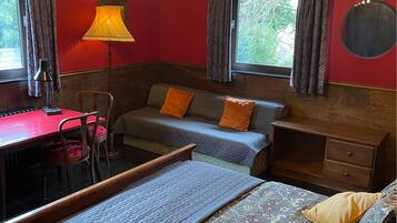 Desk, free WiFi, bed sheets