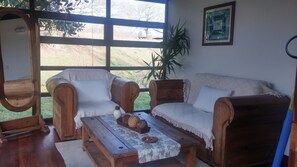 Family Quadruple Room, 2 Bedrooms, Mountain View | Living room