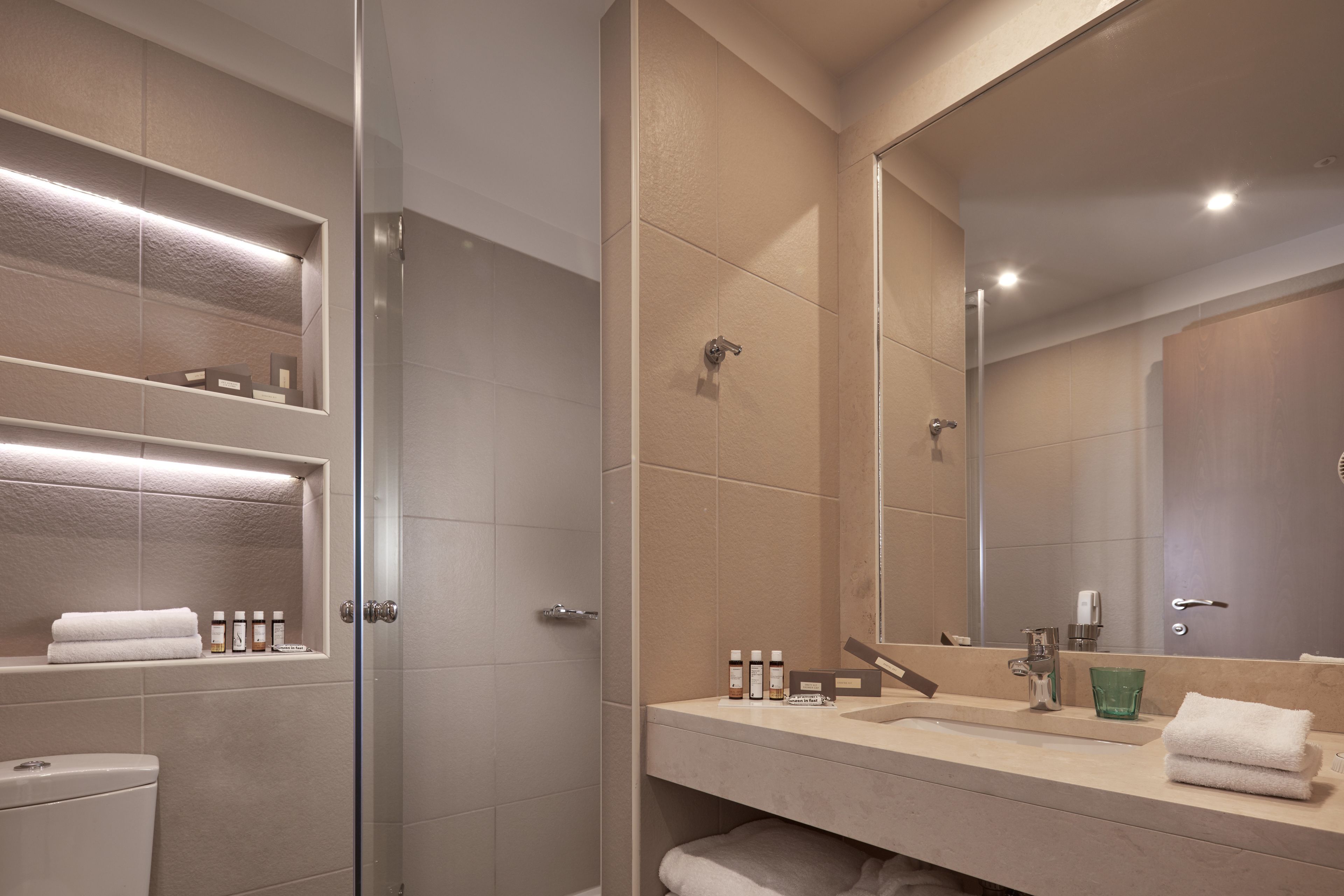 shower, eco-friendly toiletries, hair dryer, bathrobes