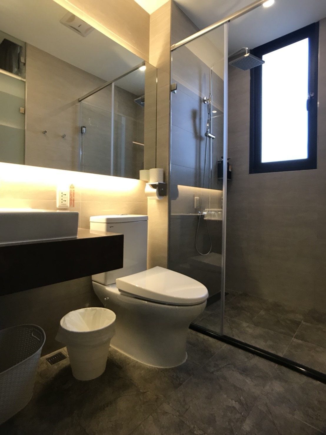 family quadruple room | bathroom | shower, rainfall showerhead, free toiletries, hair dryer