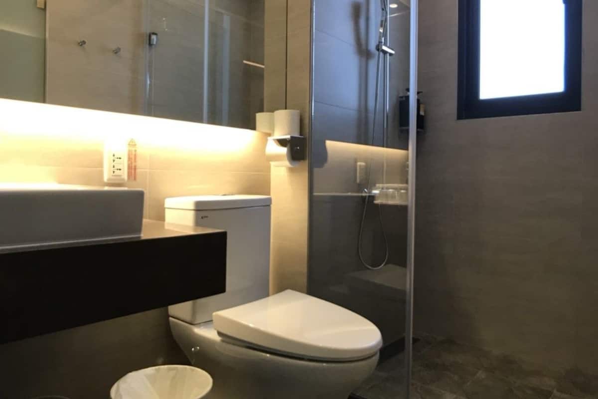 family quadruple room | bathroom | shower, rainfall showerhead, free toiletries, hair dryer