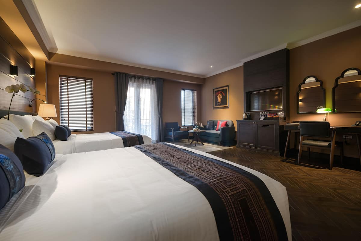 Chambre Familiale, balcon | Literie de qualité supérieure, couette en duvet d'oie, surmatelas