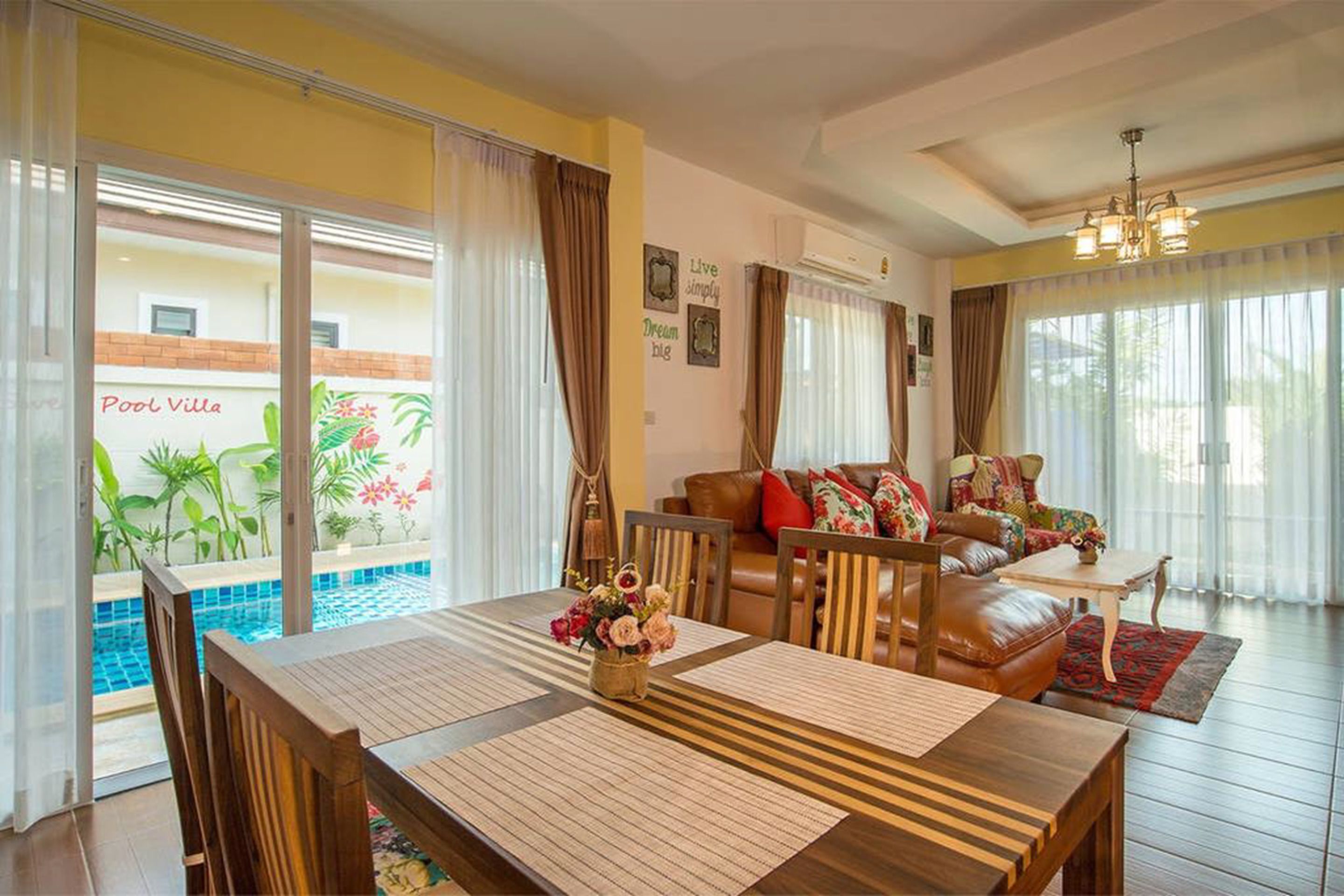 3 Bedroom Pool Villa | Living room | 50-inch LCD TV with cable channels, TV