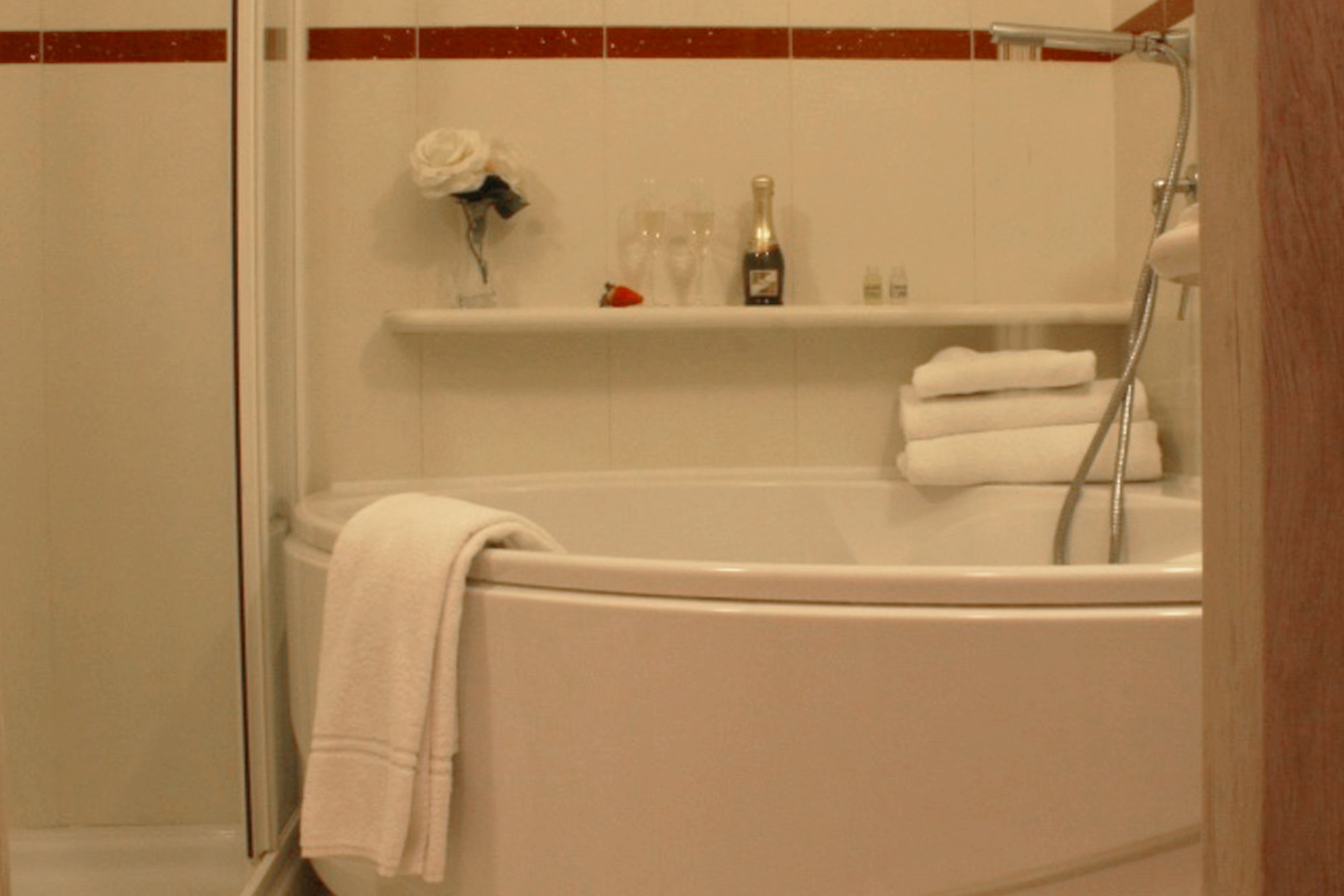 double room | bathroom | rainfall showerhead, free toiletries, hair dryer, bathrobes