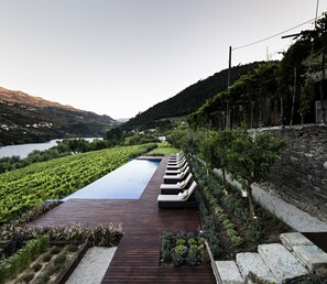 Außenpool, Sonnenschirme, Liegestühle