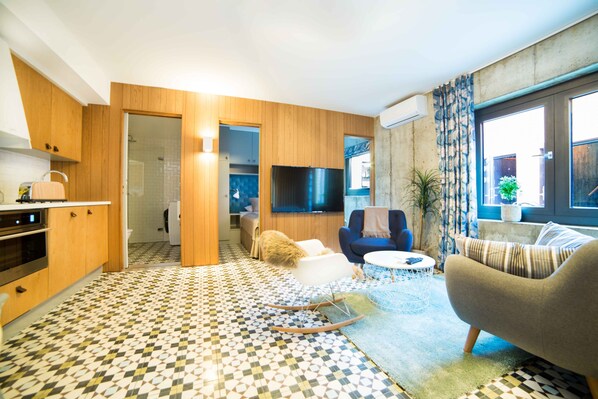 Appartamento, 1 camera da letto, cucina (Nygata 16) | Area soggiorno | TV a schermo piatto