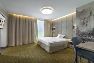 Premium bedding, desk, soundproofing, iron/ironing board