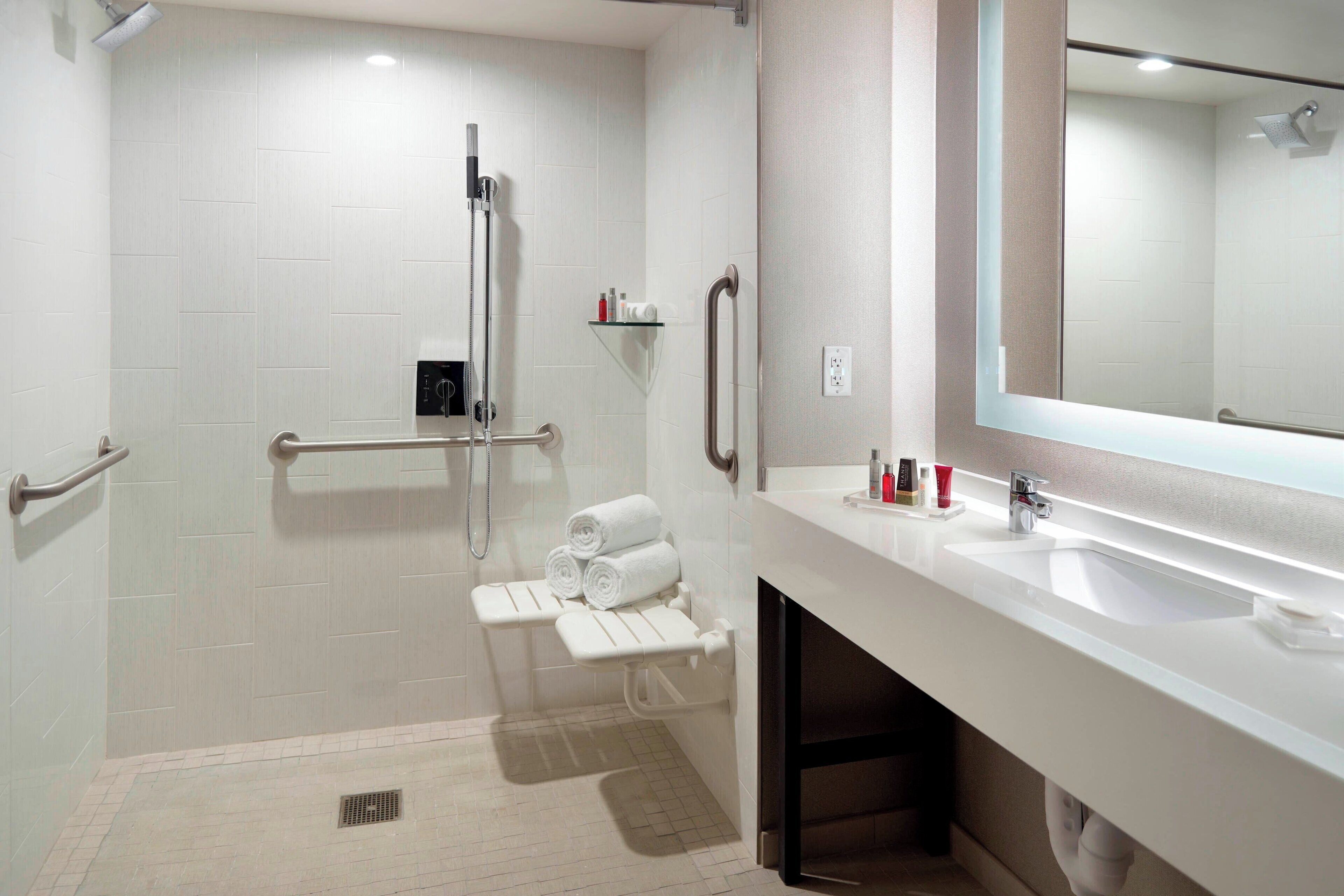 shower, hydromassage showerhead, eco-friendly toiletries, hair dryer