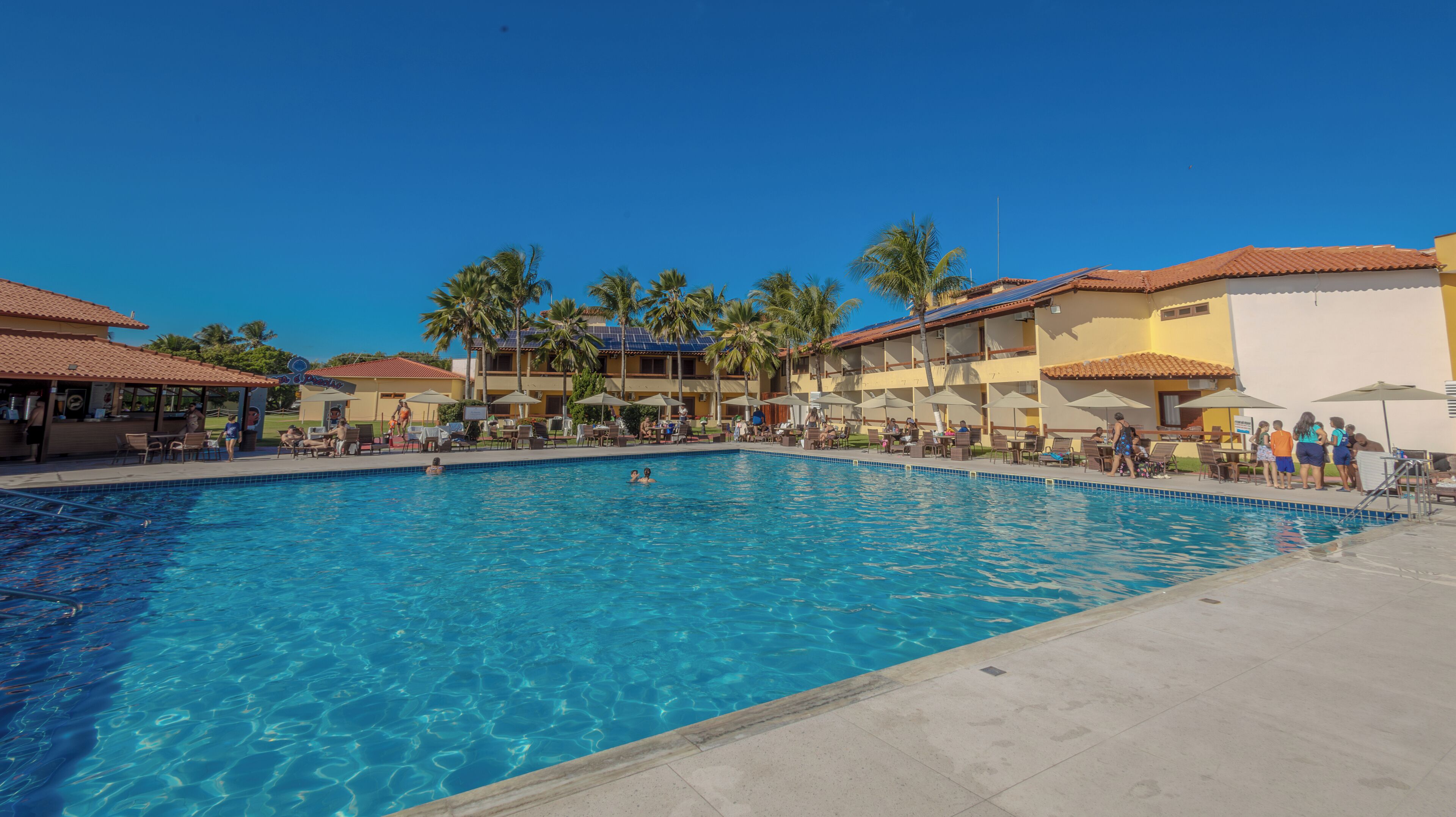 Piscine extérieure, chaises longues