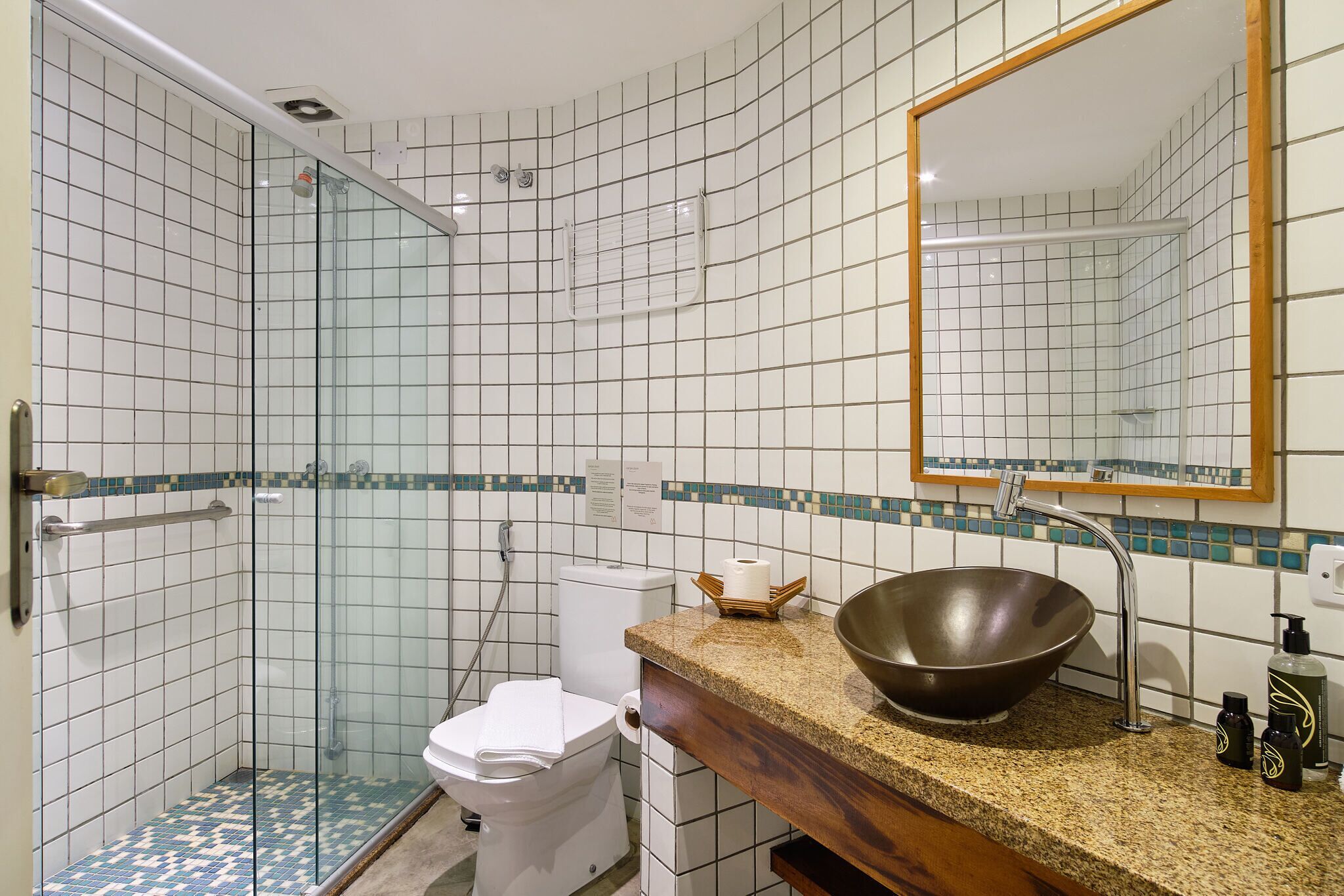 deluxe double room, 1 queen bed | bathroom | shower, designer toiletries, hair dryer, towels